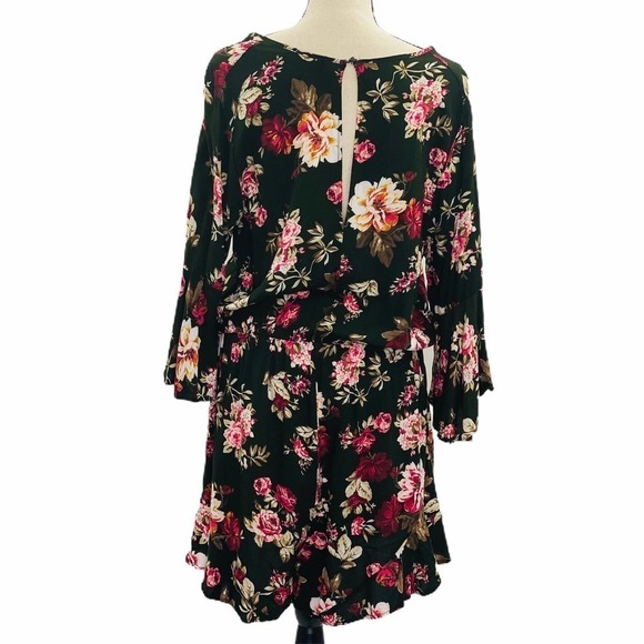 FLORAL Women's V-Neck Long Sleeve Romper - Picture 7 of 10